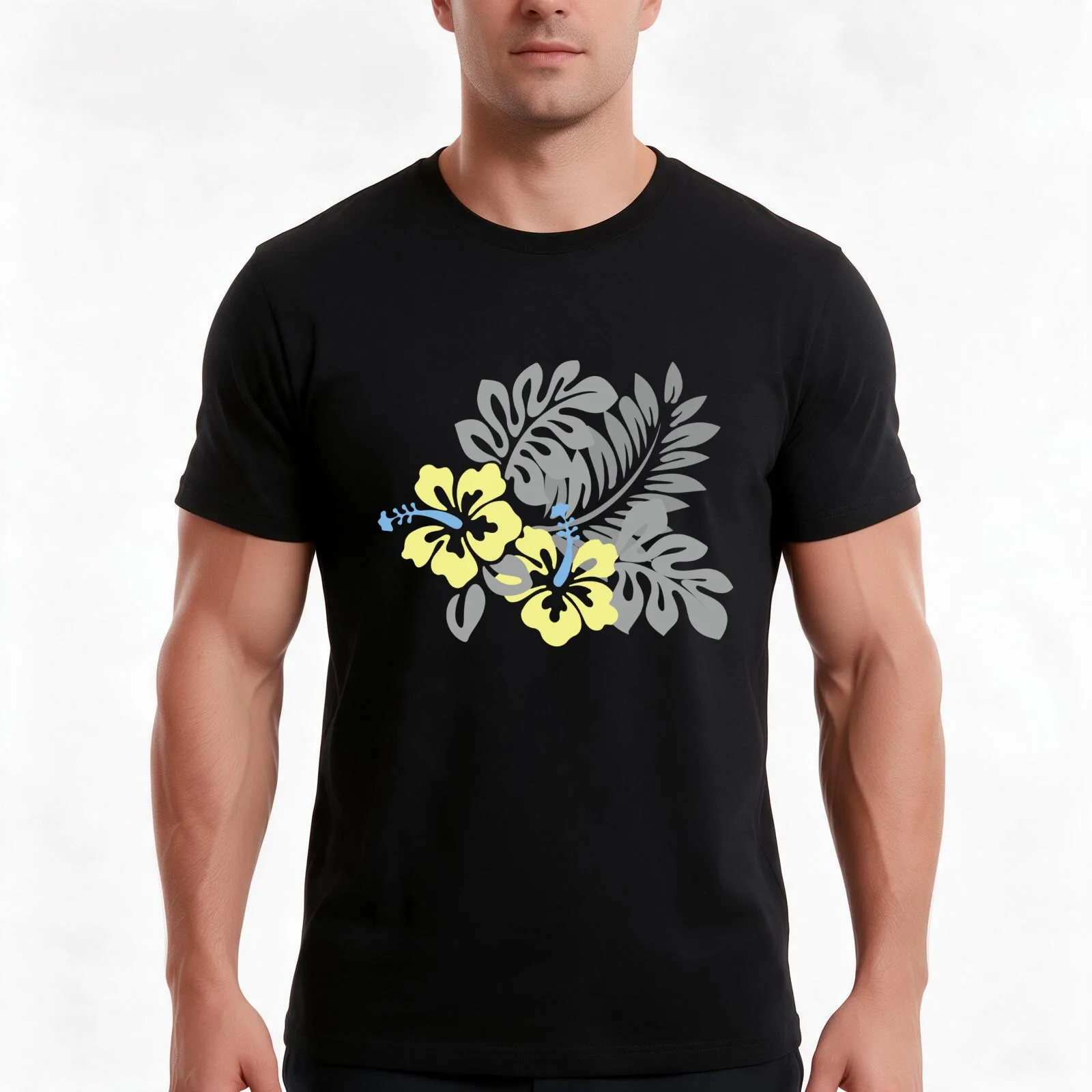 Harmony of Hawaiian Hibiscus T-Shirt, Summer Casual Cotton Tee, Oversized Streetwear Tops, Vintage Graphic Print, 100% Cotton