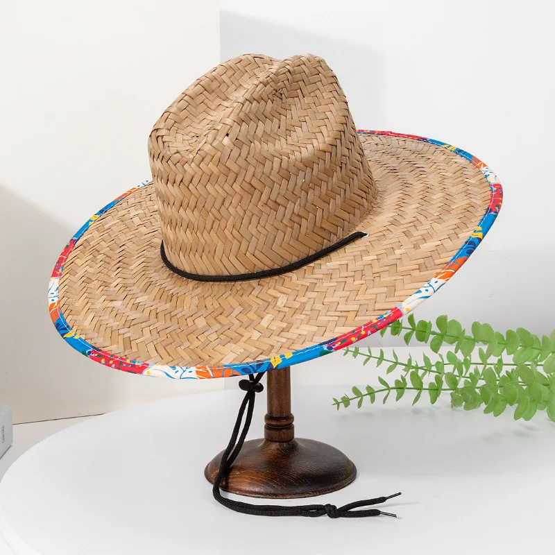 

Новинка 2024 года, соломенная шляпа для лета, джазовый топ, соломенные солнцезащитные шляпы с ветрозащитным шнуром, богемная пляжная шляпа с ручной росписью