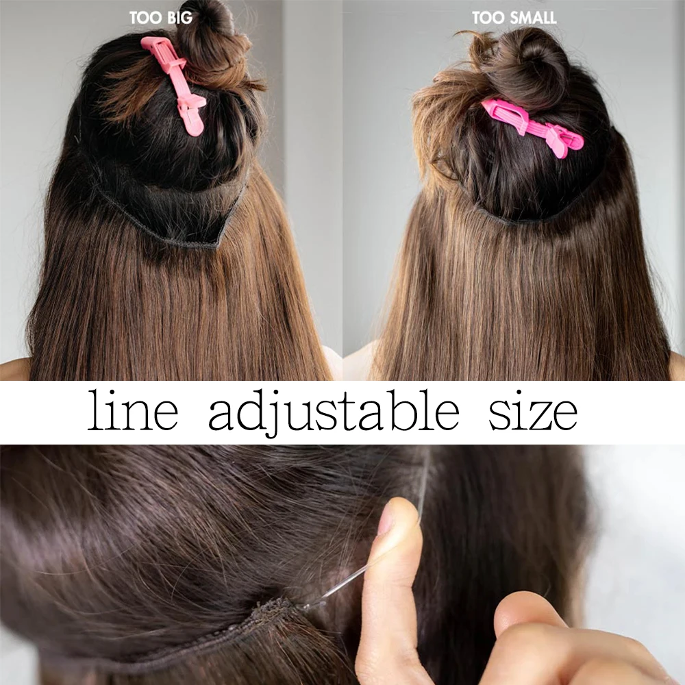 MERISIHAIR Synthetic No Clip Wave Hair Extensions Hidden Secret False Hairpiece One Piece Fish Line Fake Hair Piece