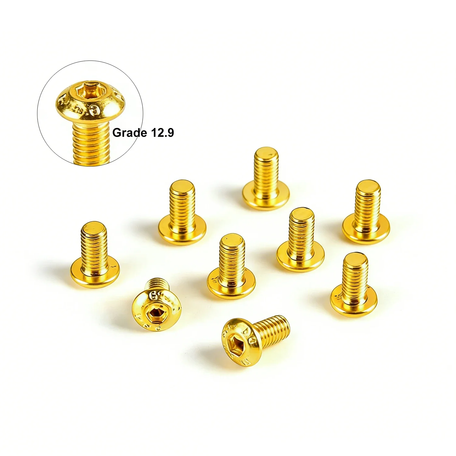 10pcs M3 M4 12.9 Grades Golds Alloy Steel Button Head Hex Socket Screws, High Strength Hexagon Cap Bolt Fastener Hardware Set