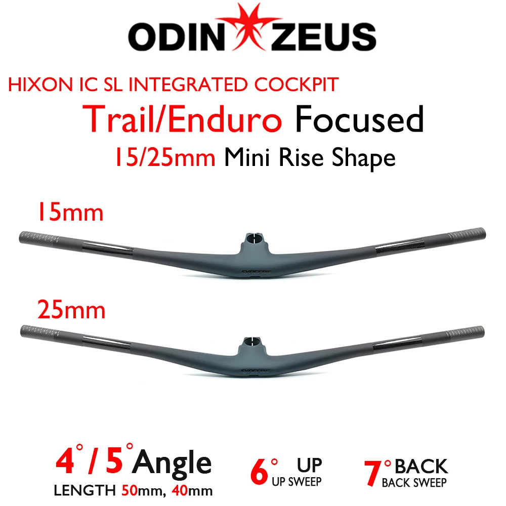 ODINZEUS Hixon IC SL Carbon Integrierter Cockpit-MTB-Lenker 4 ° /5 ° 15/25mm Steigungsprofil für Sparks Rahmen, XC Trail Fahrradzubehör