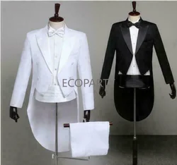 2023 New Men's Tuxedo Black Magic Suit Jacket Formal Tail Coat Stage Performance Dress Jacket Blazer S-4XL Mens Suits 4 Piece