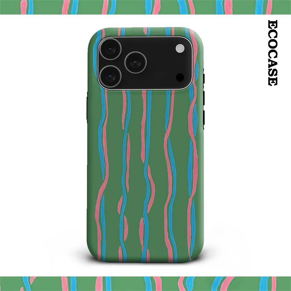 Grün Rosa Blau Wellenlinien IPhone 17 Must-Haves Handyhülle für IPhone 17 16 15 14 13 12 11 Pro Max Plus Doppelschichtige Rückseite