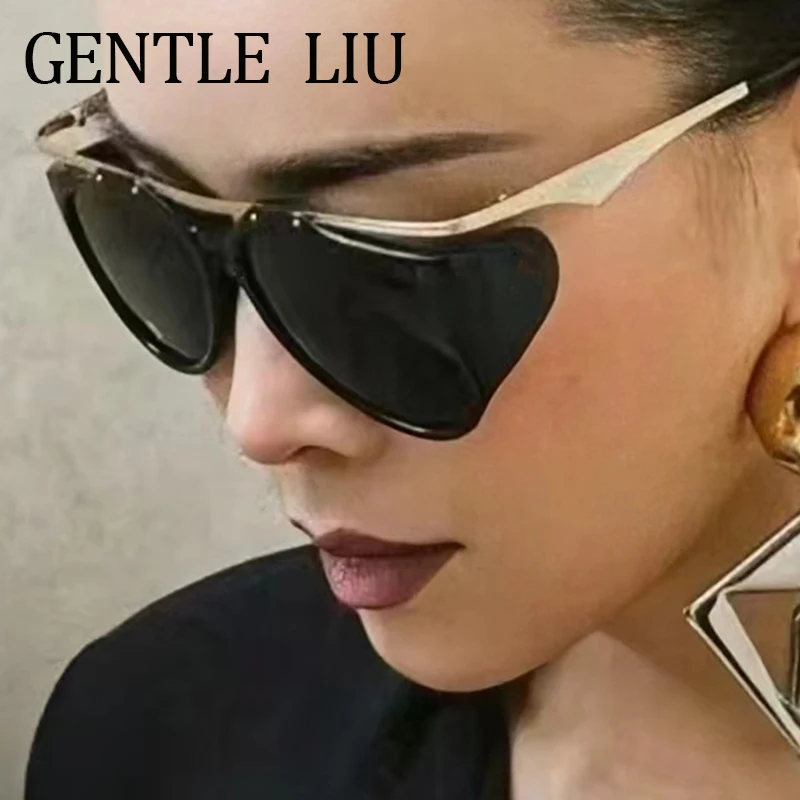 

Oversized Oval Sunglasses 2024 Luxury Brand Designer Punk Metal Frame Sun Glasses For Lady Vintage Shades UV Protection Eyewear