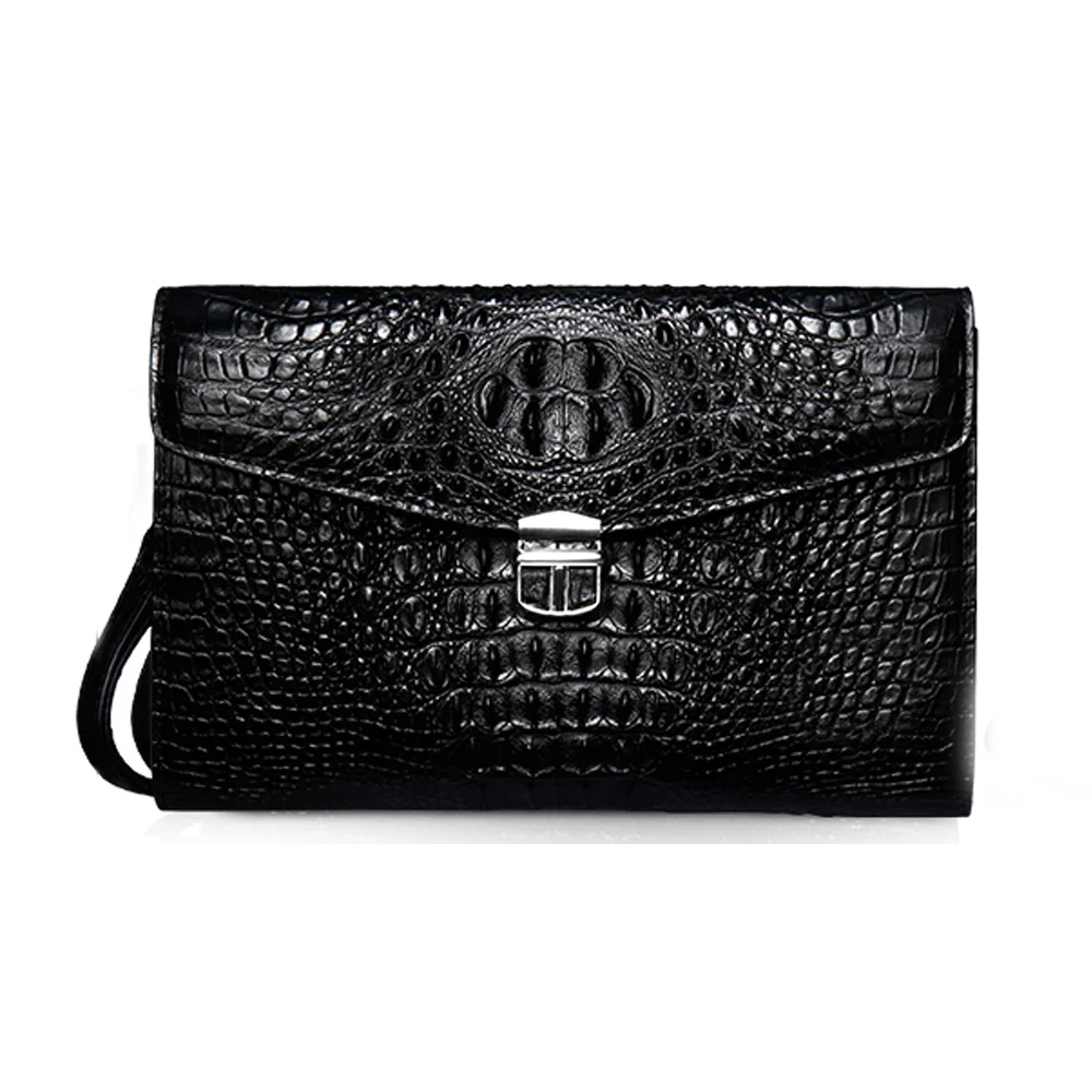 KEXIMA kadilaier import crocodile maleclutch bag crocodile leather handbags Clip bag new  With lock  business  men clutch bag