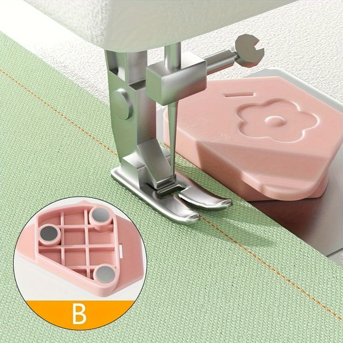 2 Stück Sewing Essentials Magnetische Nahtführung für Nähmaschinen, multifunktionale Kantenführung mit Blumendesign