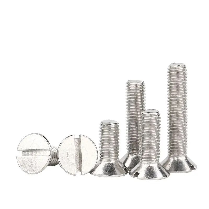 10pcs/lot Metric Threaded Slotted Flat Countersunk Head Machine Screw Bolt M1.6 M2 M2.5 M3 M4 M5 M6 M8 M10