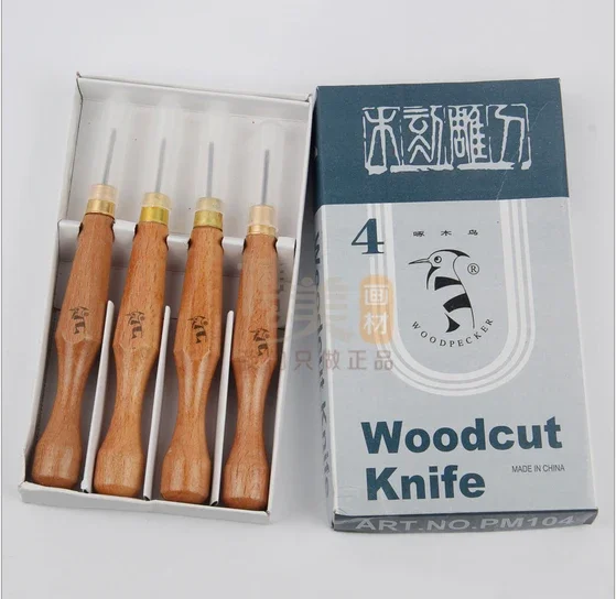 Ginflash Carpenter Carving Chisel Tool Set Woodwork Sculptural Wood handle Carving Tools Woodcut Knife Kit