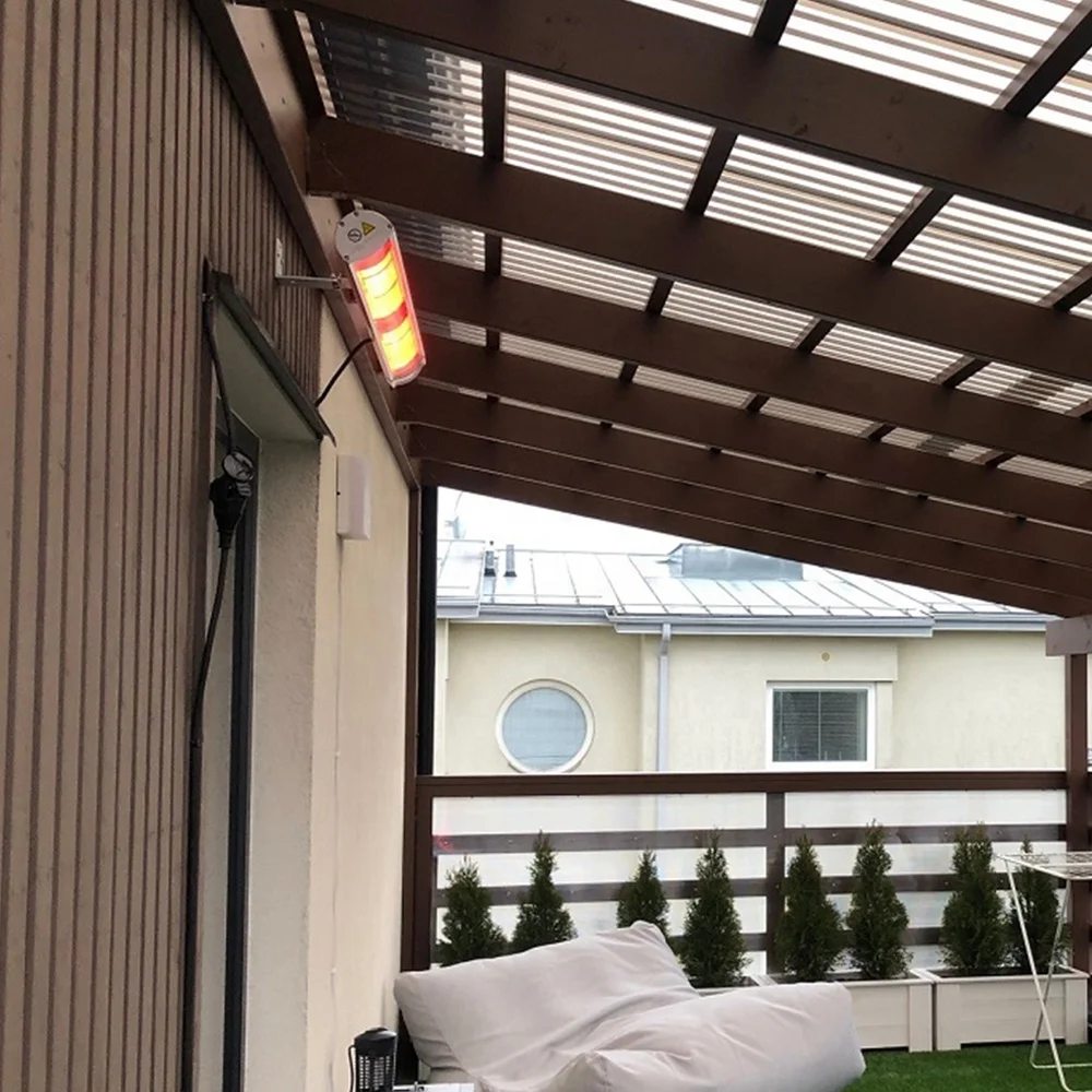 3000W IP65 Outdoor Black/Silver Wall Mounted Electric Infrared Radiant Heater LDHR005G2-3002KY