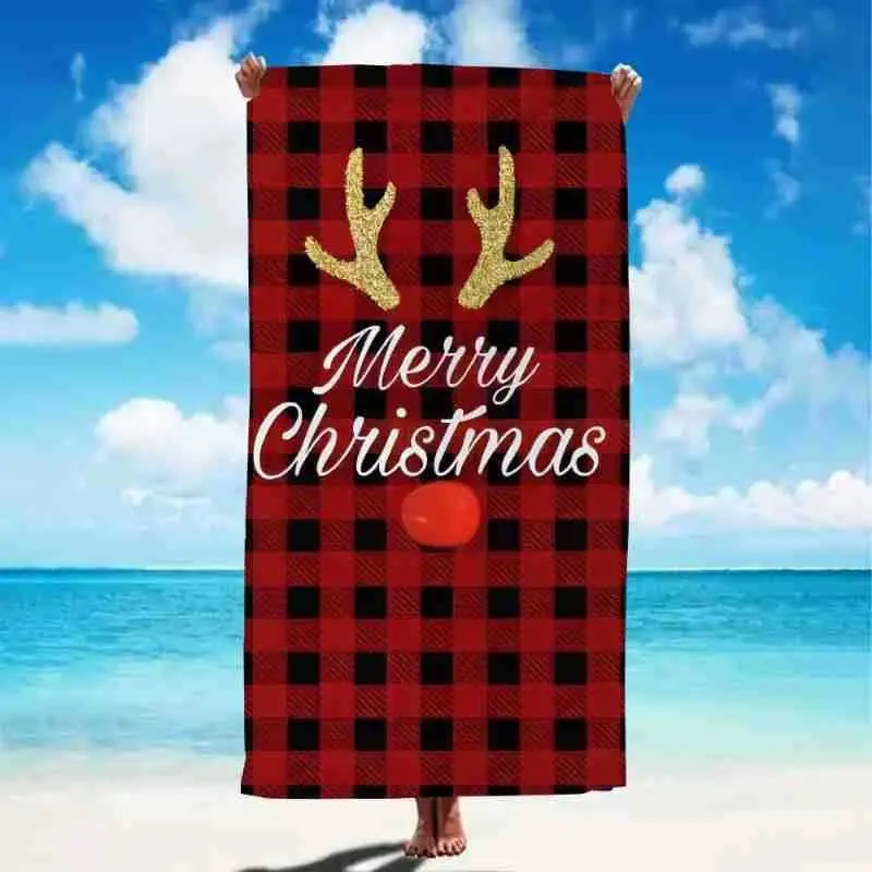 Christmas Wand Pattern Beach Towel, Soft Absorbent Quick Dry Lint Resistant Bath Towel, Christmas Holiday Gift for Swimming, Tra