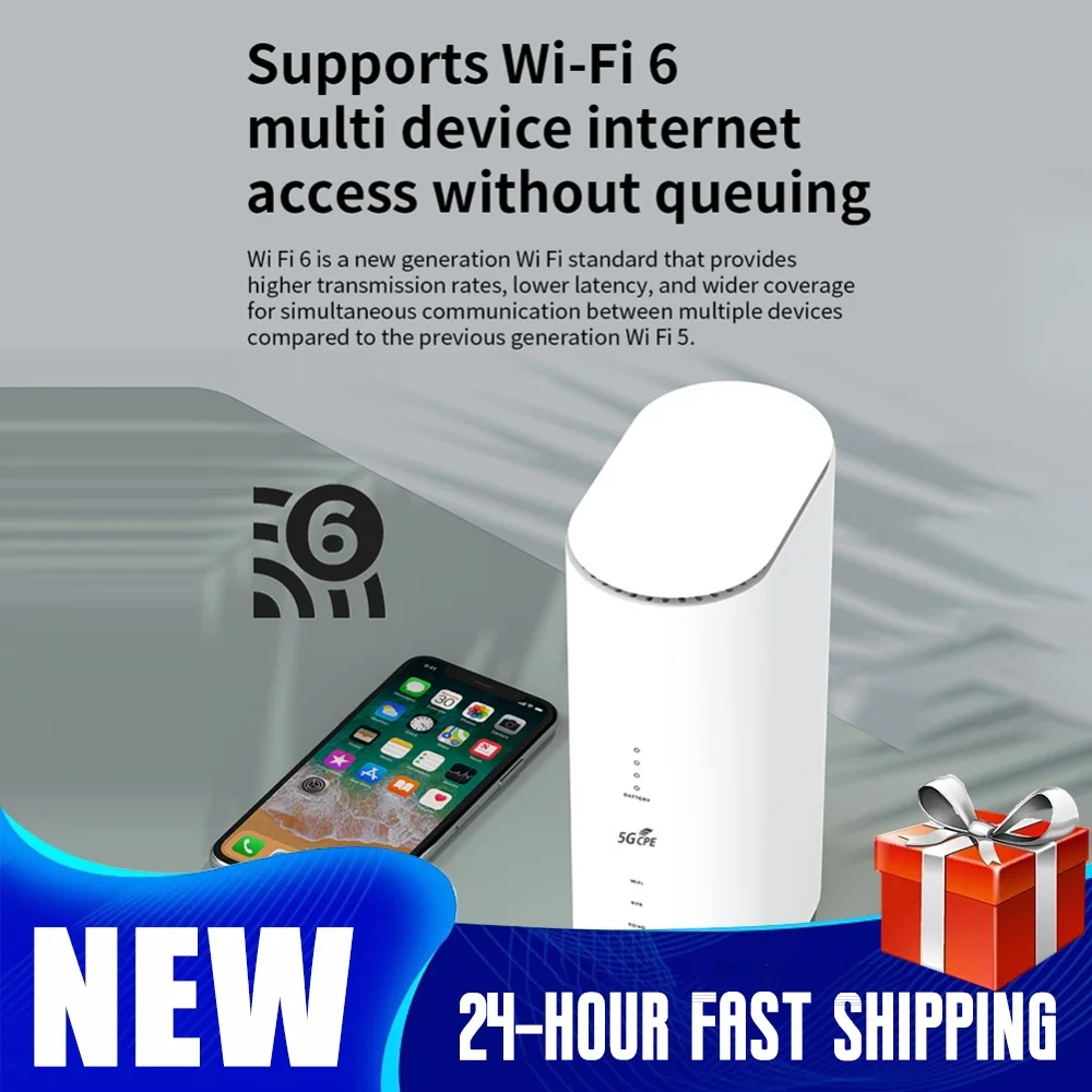 Wireless Router with SIM Card Slot CPE Modem Router Multiple Network Interfaces 5G Router Built-in Multiple Antennas (UK Plug)