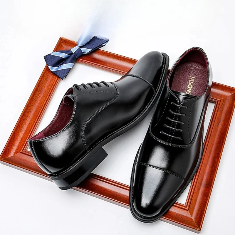 

High Quality Height Increase Oxford Dress Shoes Men Genuine Cow Leather Suit Shoes Lift Brogues Wedding Formal Elevator Shoes