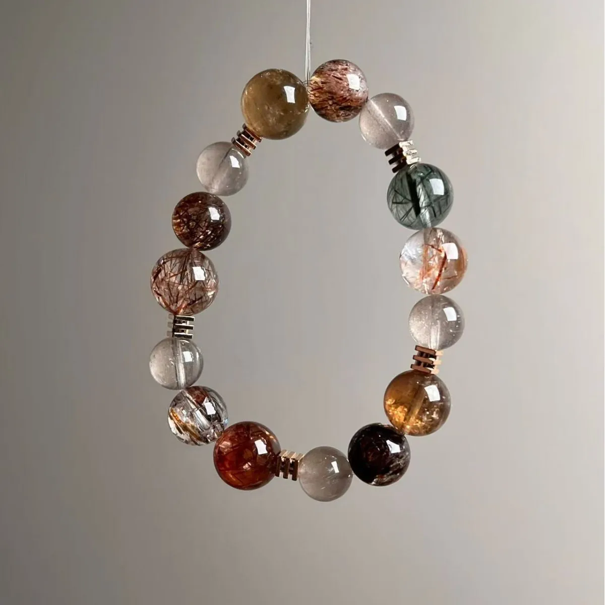 

Natural Crystal Bracelet, Black Gold Super Seven, Yellow Tower Crystal Lucky, Light Luxury Fashion Crystal Women's Bracelet.