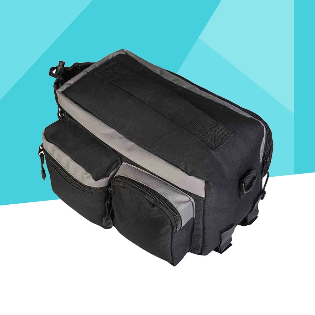 

Bike Rear Seat Bag Black Durable Tear Weather Resistant Large Capacity Main Compartment 3 Side Pockets Bottle Pocket Adjustable