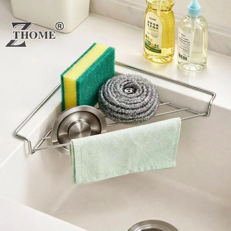 Stainless Steel Kitchen Sink Organizer Multifunctional Faucet Sponge Drain Basket For Dishcloth Scrubber Storage Rack