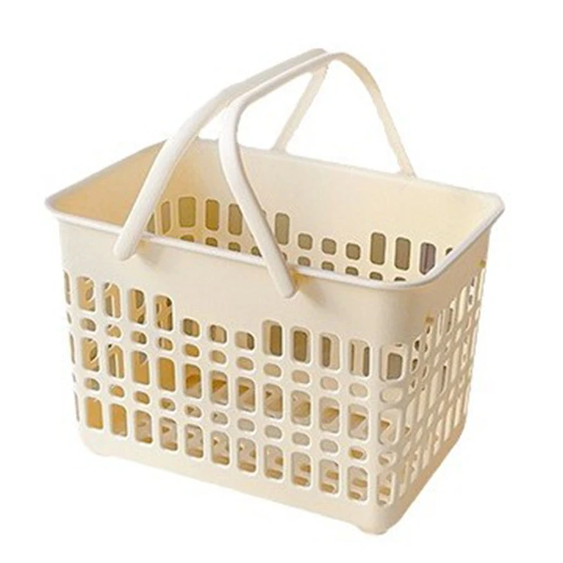 Double-Ear Hollow Bathroom Bath Basket Drain Portable Vegetable Washing Basket Cute Storage Basket