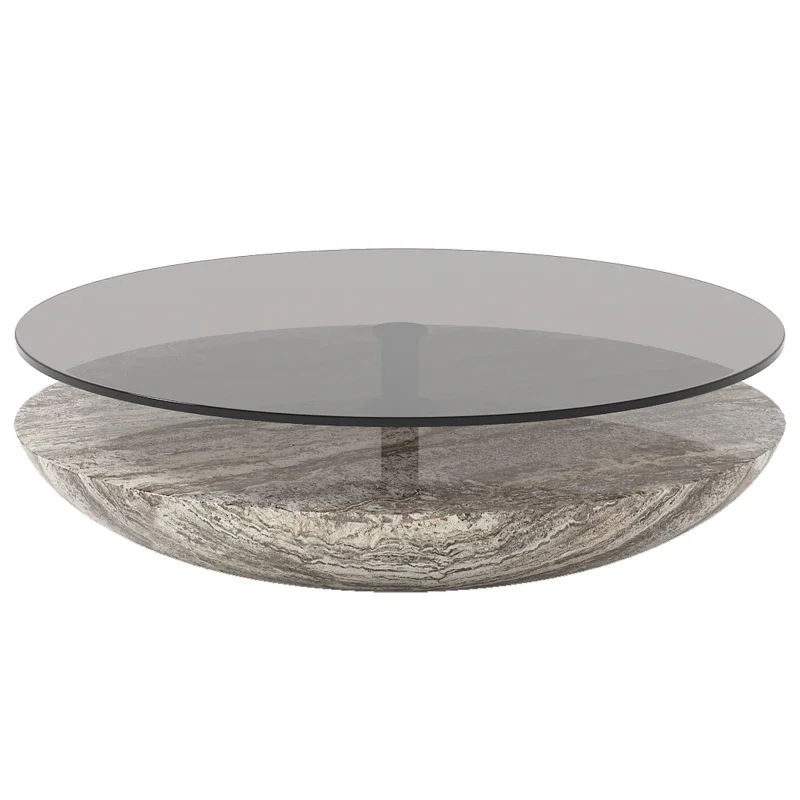 #Italian Luxury Round Marble Coffee Table, Modern Minimalist Designer for Large Living Room, Creative Center Table, Customizable