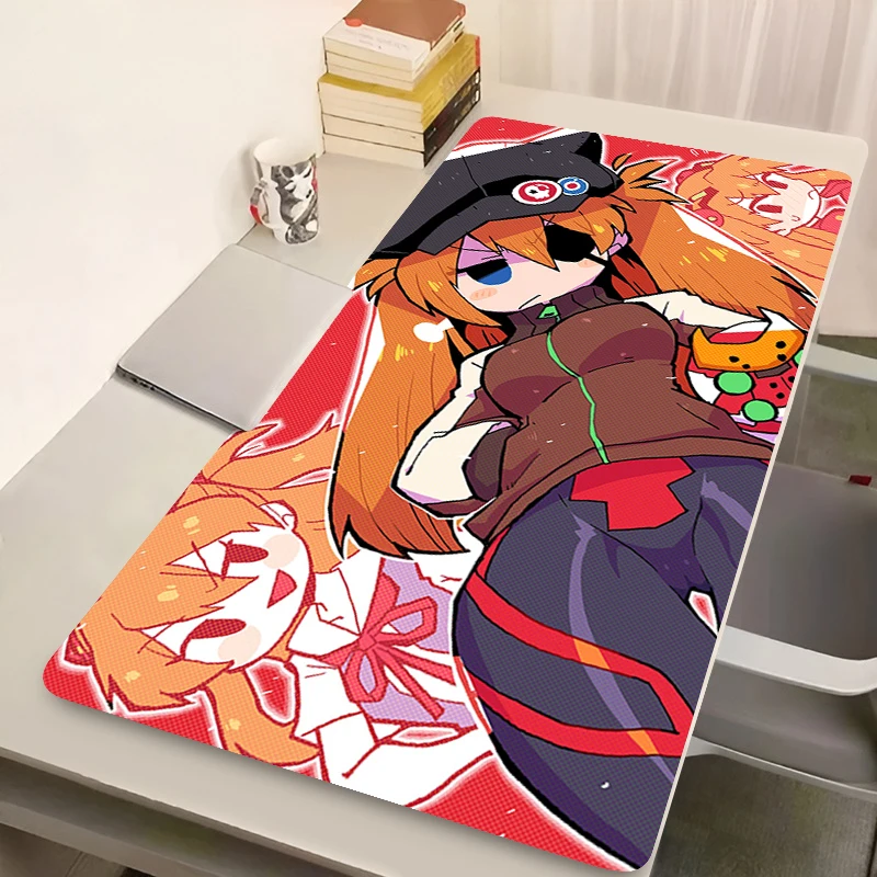 Kawaii Sexy Anime Girl Mouse Pad XXL Laptop Red Non Slip Gaming Mousepad PC Gamer Cabinet Keyboard Rug E-evangeliones Desk Mat