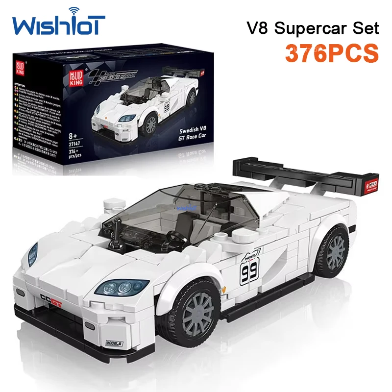 

Mould King 27147 Swedish V8 GT Race Car MOC Bricks Track Racer Building Blocks High-Speed Sports Car Model Assembly Toy
