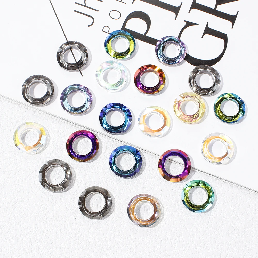10Pcs 14/20mm Handmade Crystal Beads Colorful Transparent Round Rings Beads For DIY Pendant Necklace Bracelet Jewelry Making image 2