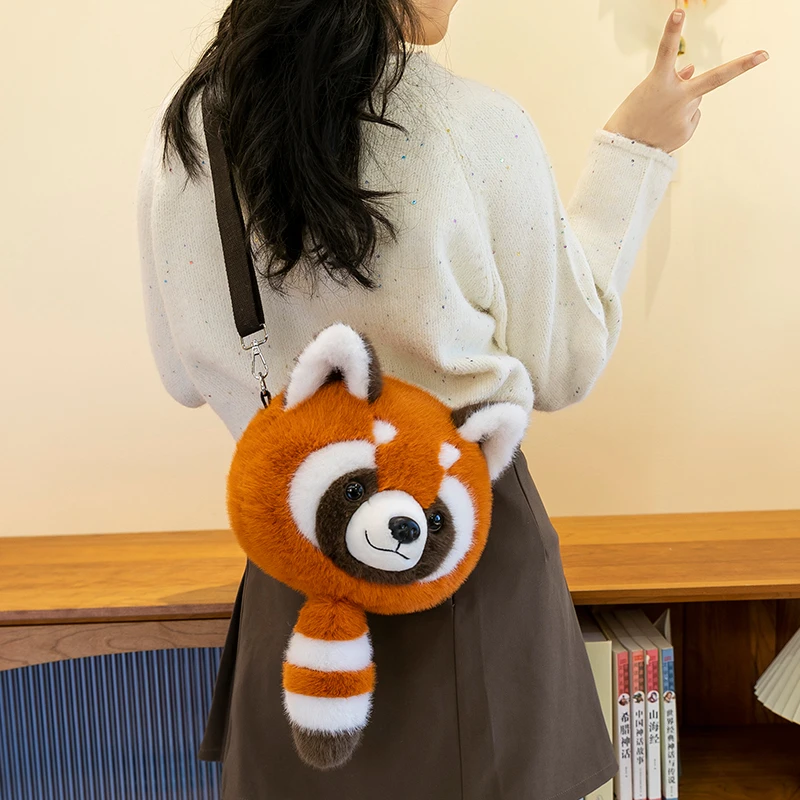 

Cute Cartoon Messenger Bags Women Plush Funny Kid's Crossbody Bags Panda Wolf Animal-shaped bag Japan Style Faux Fur Package