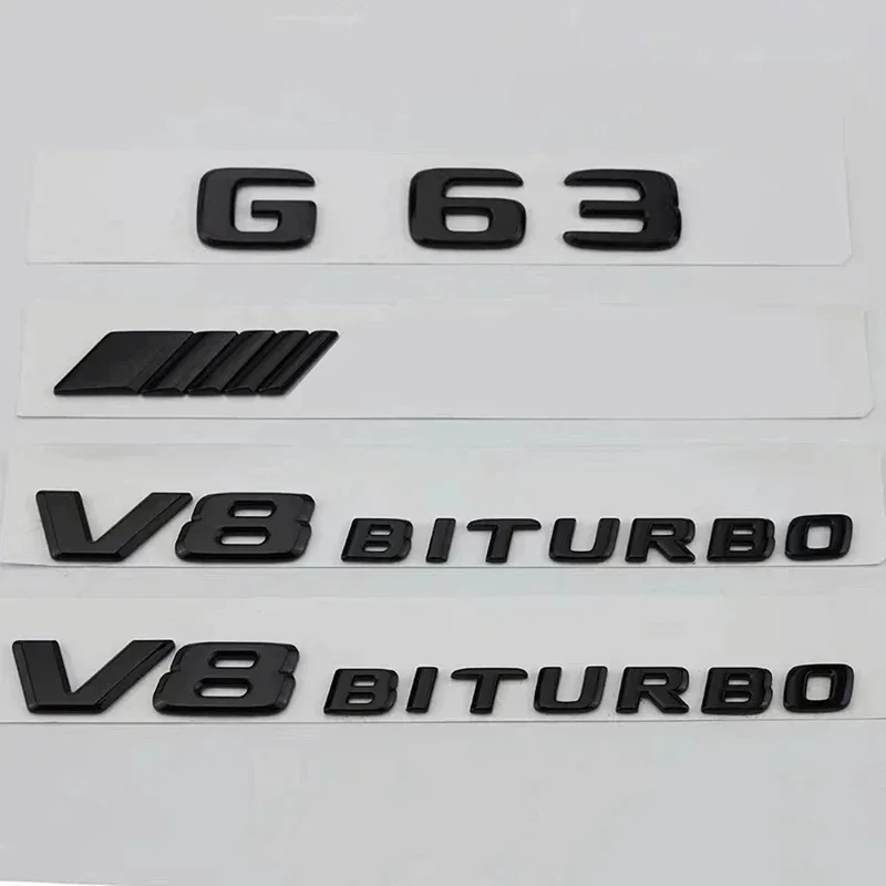 

3d ABS For Mercedes Glossy Black Car Rear Trunk Letters Badge Emblem Logo Sticker G63 AMG W463 W464 G 63 V8 BITURBO Accessories