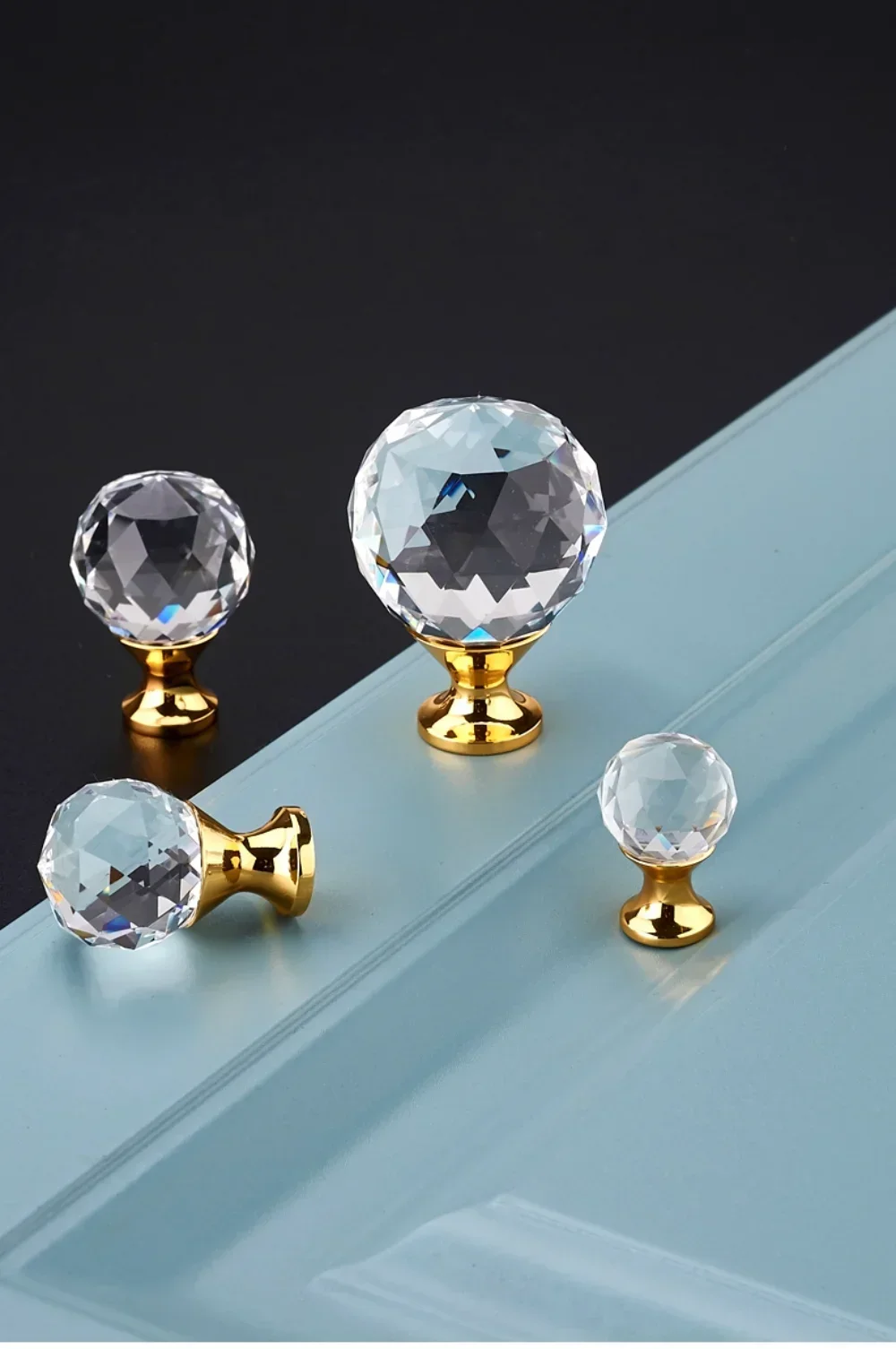 20mm 30mm 40mm 50mmCrystal Ball Design Clear Crystal Glass Knobs Cupboard Drawer Pull Kitchen Cabinet Wardrobe Handles Hardware