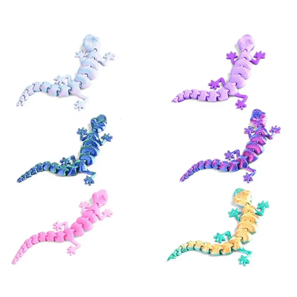 20Pcs Creative 3D Printed Gecko Model Simulation Lifelike Movable Joints Animal Model Rotatable Articulated 3D Printed Lizard