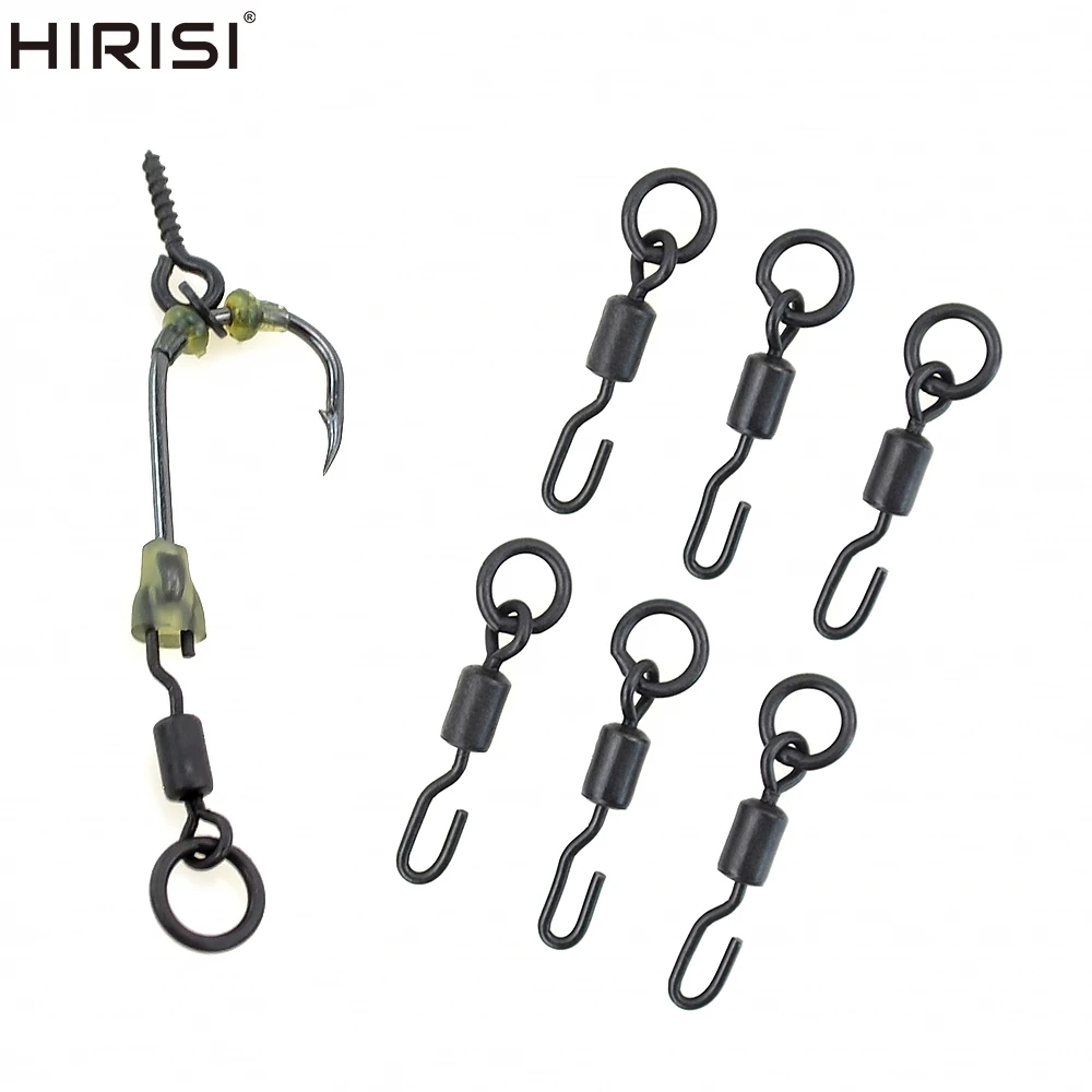 Hirisi 20 pièces carpe pêche émerillons boutons pression avec anneau solide changement rapide crochet de pêche émerillons accessoires AE008