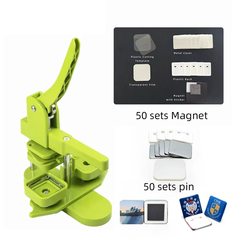 

Best Seller First50mm Square Refrigerator Badge Plastic Machine, Equipped With 50 Sets Of Sticker Materials And 50 Sets Of Pins