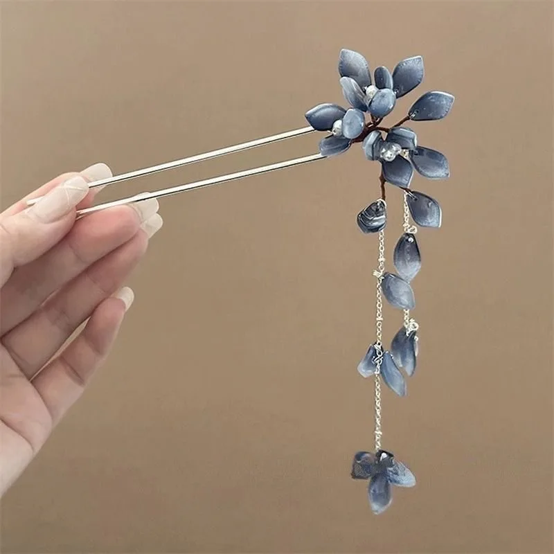 رائعة جديدة النمط الصيني على شكل حرف U عصا الشعر الرجعية شرابة مشبك شعر فتاة عصرية نمط الشعر التبعي عقال ثابت #3