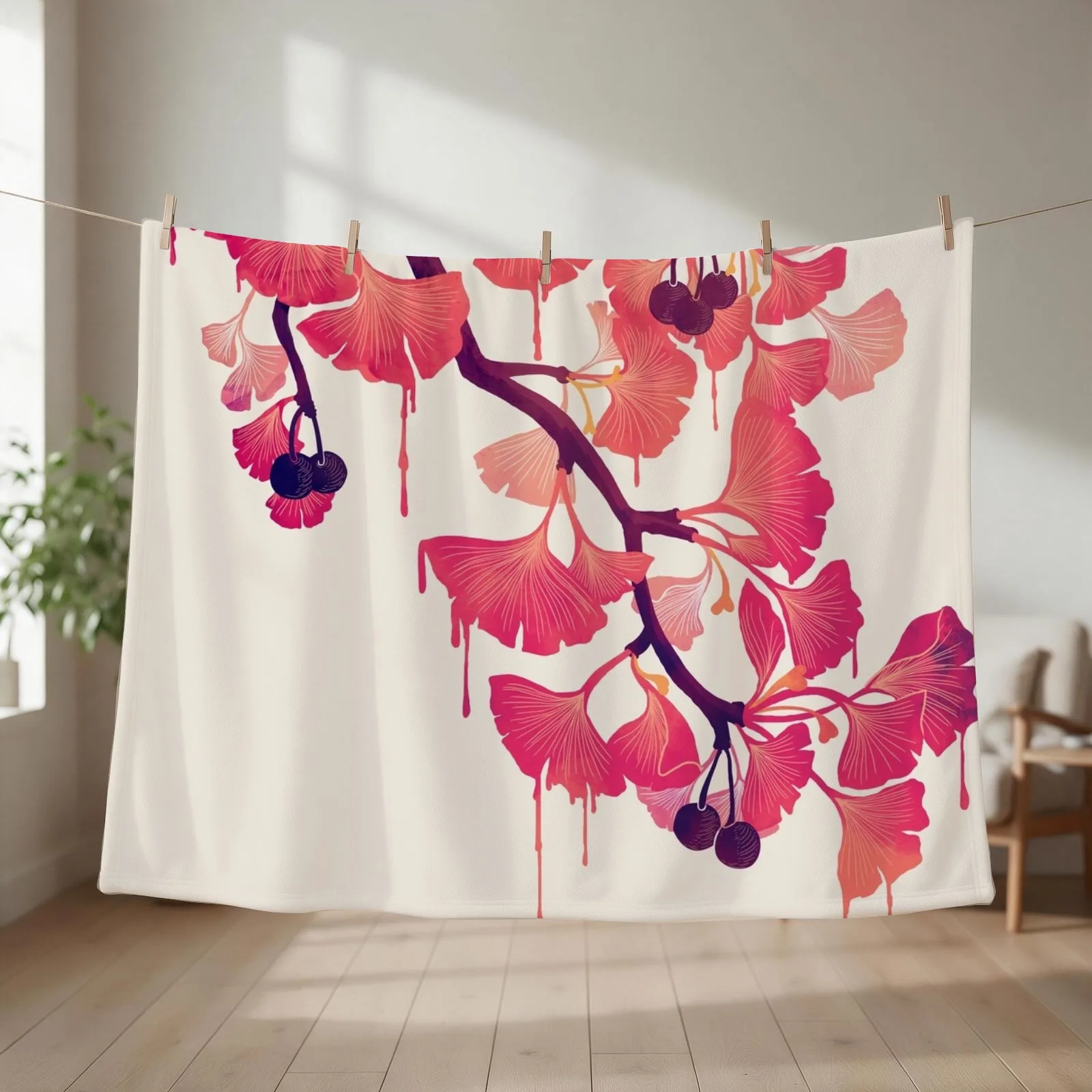 O Ginkgo Throw Blanket Vintage Giant Sofa Picnic Thermal Blankets