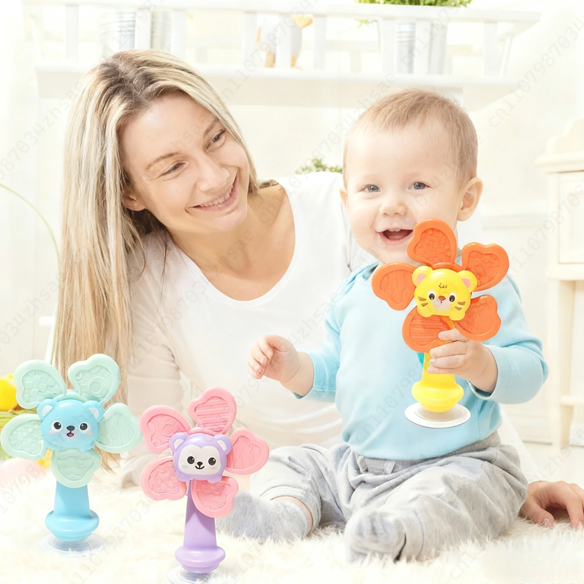 Baby Bath Toy Bathing Sucker Spinner Suction Cup Cartoon Rattles Fidget Educational Toy Children Boy Girl Gift Funny Development