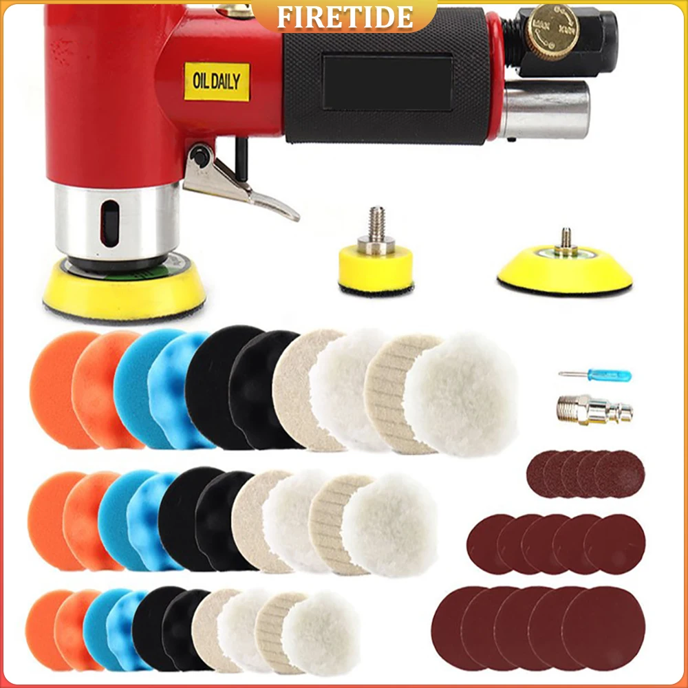 

48pcs Orbit Air Sander Mini Pneumatic 1/2/3inch Grinding Machine Set for Car Polishing High Speed Air Powered Polisher Air tool
