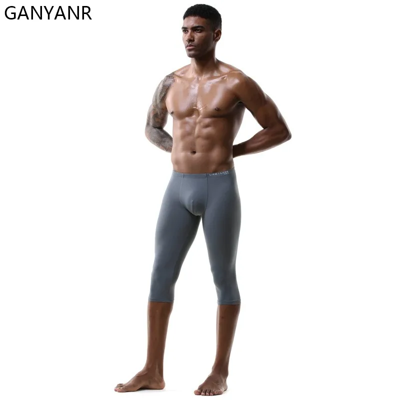 GANYANR-mallas para correr para hombre, pantalones cortos de compresión para gimnasio, Fitness, deporte, baloncesto, Yoga, Crossfit, bolsa de entrenamiento