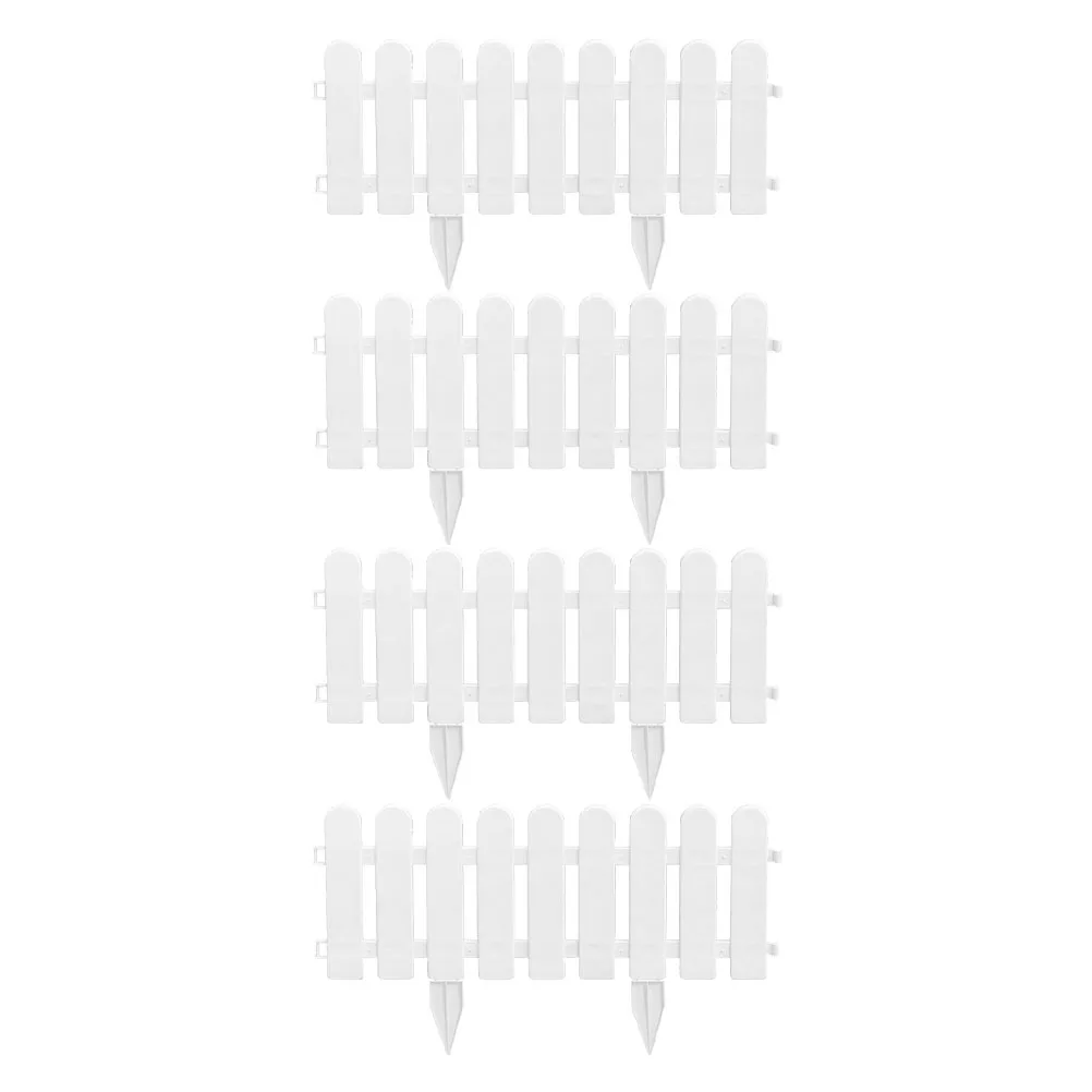 

4 set 4 Sets White Plastic Garden Fence Panels 50x20cm Decorative Courtyard Fencing Reusable Durable Cost Saving Yard Barrier