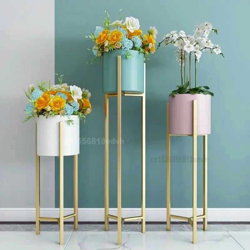 Customizable Golden Flower Shelf, Nordic Indoor Iron Pot Holder, Gold Floorstanding Plant Stand, Home Decorative Flower Rack