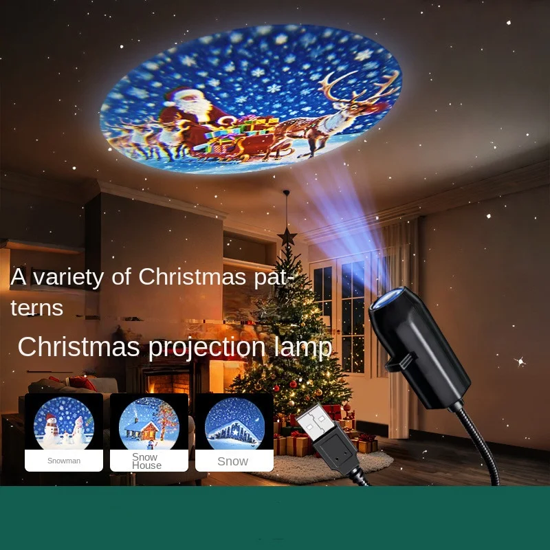 USB Flexible Christmas LED Car Interior Roof Projector Light Atmosphere Lamp Holiday Party Halloween Light Moon Projection Light