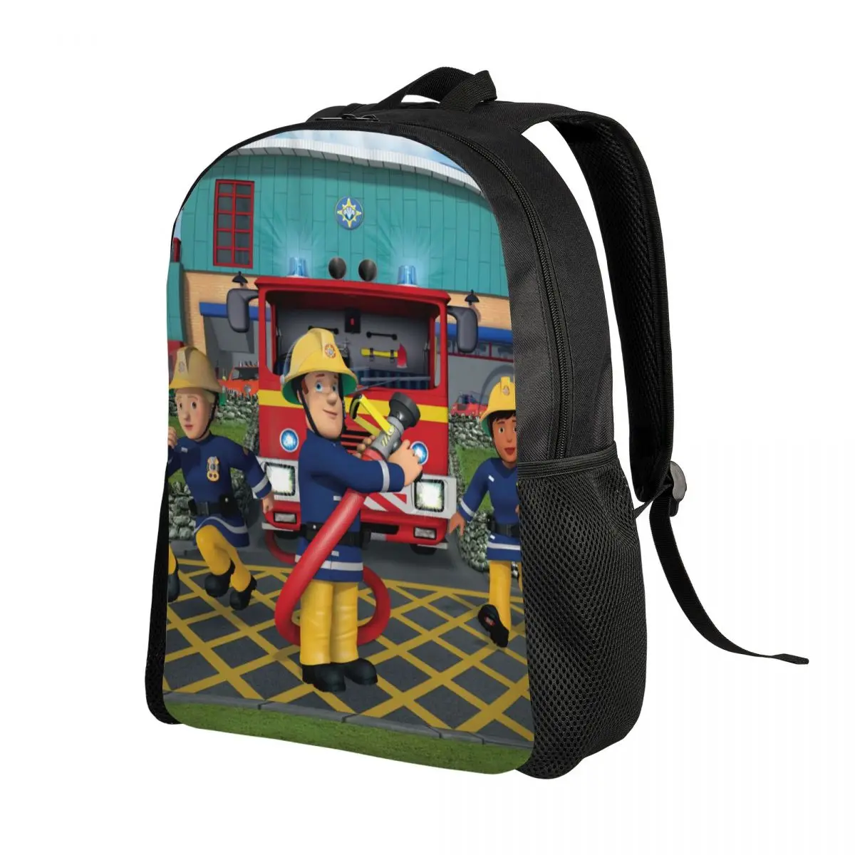 Custom Fireman Sam Travel Backpack Men Women School Laptop Bookbag Cartoon Firefighter College Student Daypack Bags