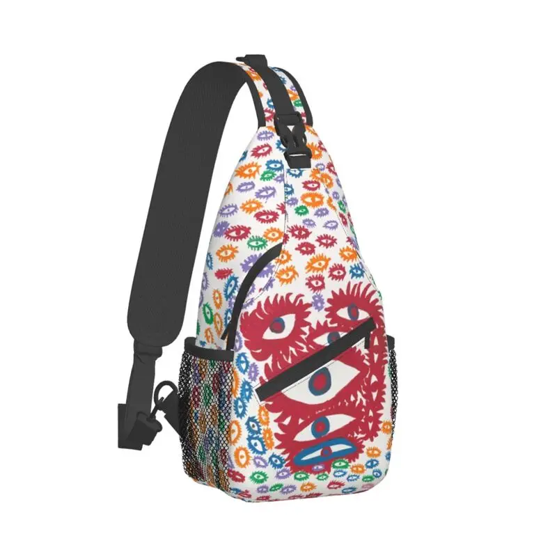 Cool Yayoi Kusama mochila cruzada para el pecho para hombre, bolsos de viaje, senderismo, mochila de hombro, mochila de día, pintura abstracta