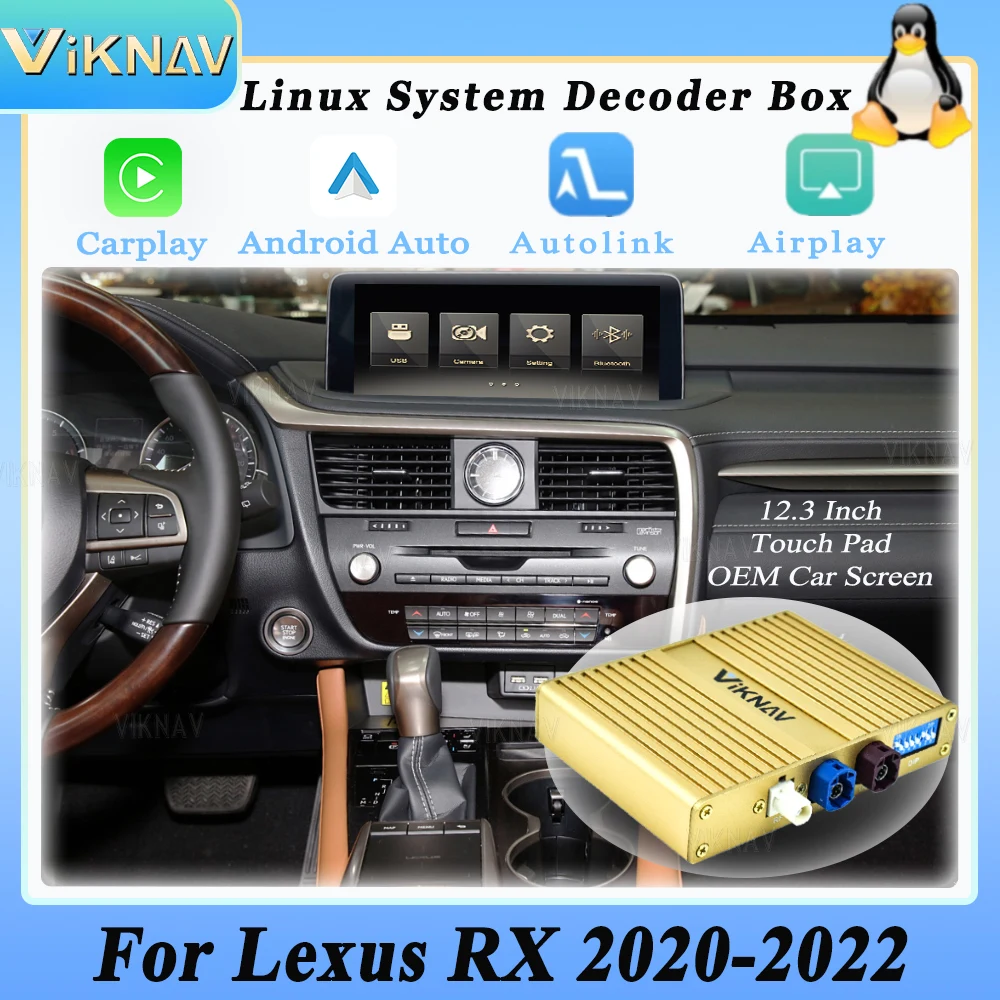 Viknav Linux For Lexus RX 2020-2022 Upgrade OEM Car Decoder Box Interface MuItimedia Wireless Apple CarPlay GPS DVD Android Auto