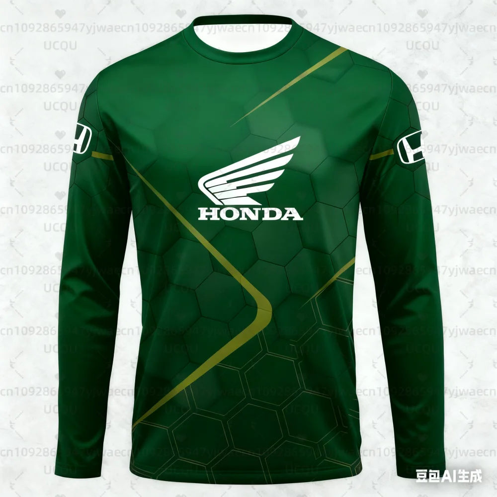 هوندا بدلة سباق الرجال النساء دراجة نارية على الطرق الوعرة المتضخم تنفس التجفيف السريع جيرسي س الرقبة المألوف قميص رياضي غير رسمي #3