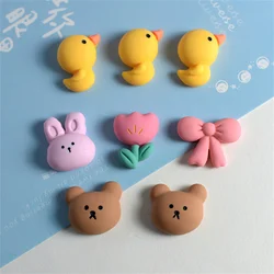 10-30Pcs Cute Mini Animals Resin Crafts Bear Rabbit Duck Flat Back Cabochon Ornaments Jewelry Hairwear Clothing Sewing Accessory