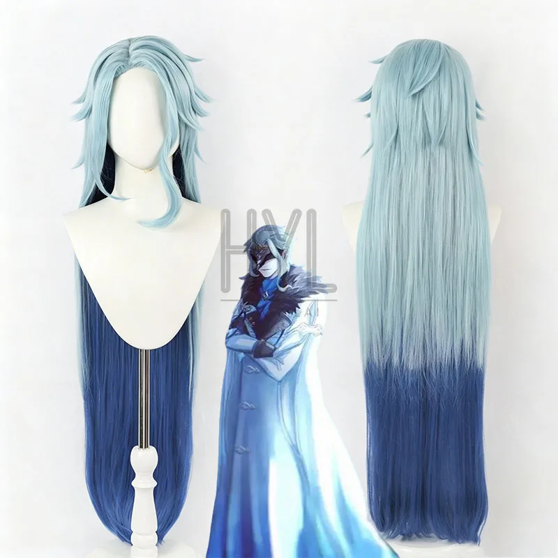 Game Genshin Impact Il Dottor Cosplay Wig Blue Long Layered Gradient Synthetic Hair For Women Men Halloween Costume Party Props