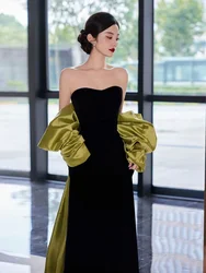 Black No. 15 Evening dress for women 2024 new style niche high-end host adult birthday party