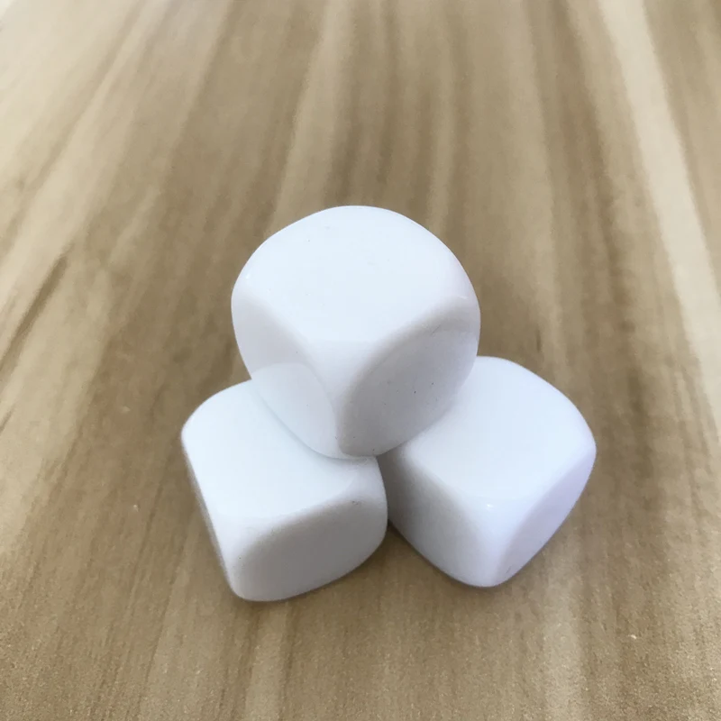 50Pcs/Lot High-quality 20mm White Blank Dice Can Write and Children Interesting Teaching DIY Design Dice Set Wholesale