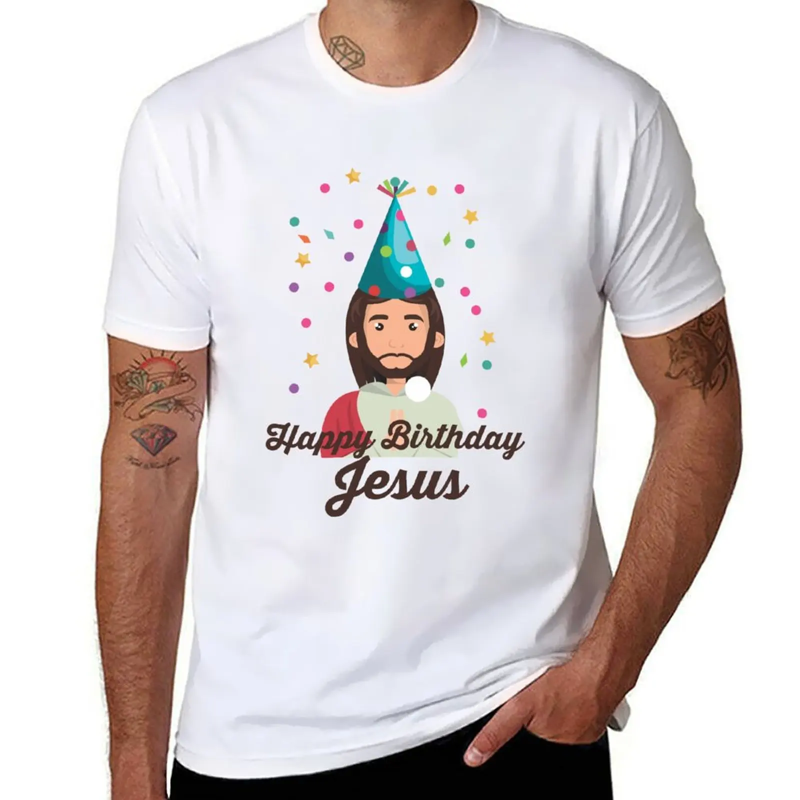 

Happy Birthday Jesus T-Shirt - Christmas Holidays Christian T-Shirt essential t shirt men t shirt cotton 100% T-Shirt