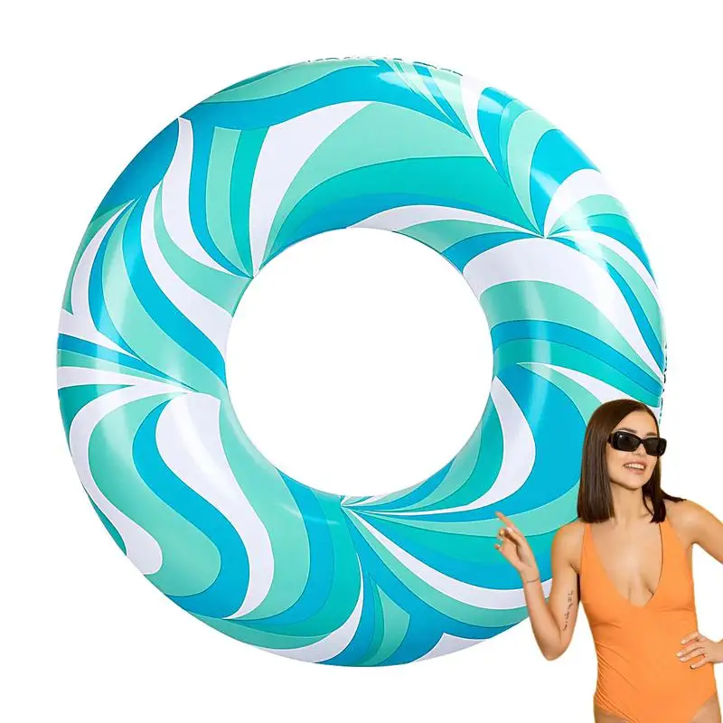 

Inflatable Swimming Ring Water Print Design Life Preserver Ring Toddler Swim Ring Donut Pool Float With Valve Life Preserver