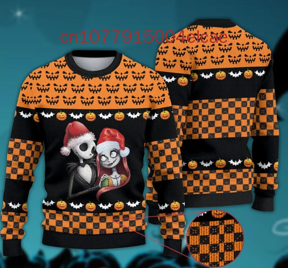 2024 New the Nightmare before Christmas Jack and Sally Sweater 3d Printer Disney Christmas Men's and Women's Sweaters