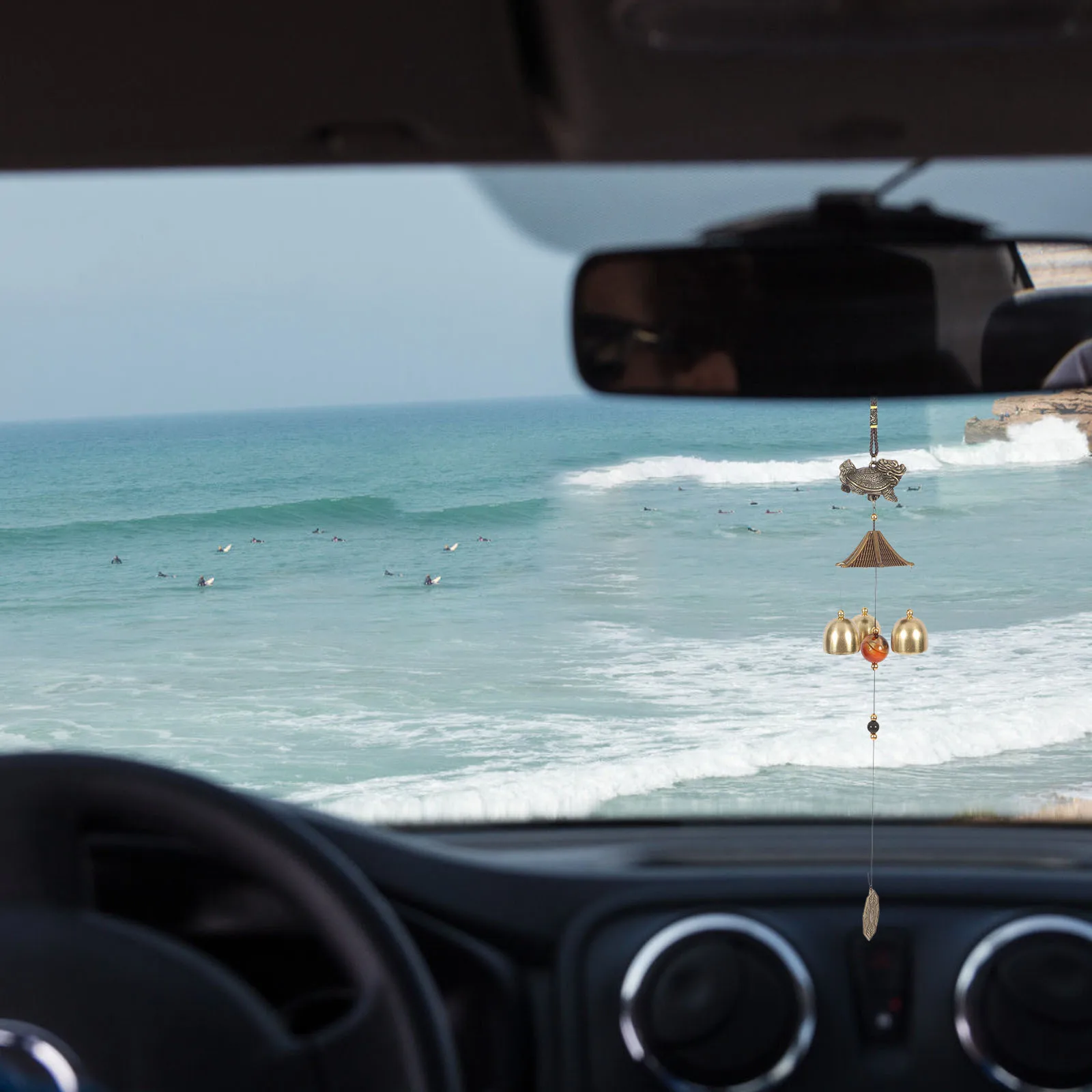 

Зеркало заднего вида, украшение в виде дракона, черепахи, подвесное украшение для автомобиля, подвеска в виде колокольчика, антибликовые аксессуары для салона автомобиля, декор